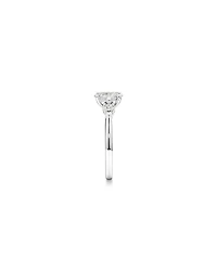 1.10 Carat TW Three Stone Oval and Pear Hidden Halo Engagement Ring in Platinum