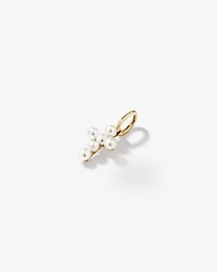 Cultured Freshwater Pearl Cross Pendant in 10kt Yellow Gold