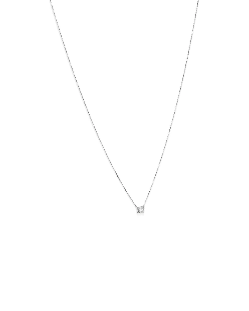 0.23 Carat TW Emerald Diamond Halo Pendant in 10kt White Gold