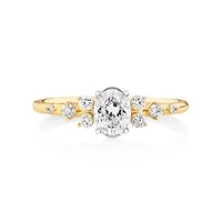 Oval Scatter Ring with 0.63 Carat TW of Diamonds in 14kt Yellow & White Gold