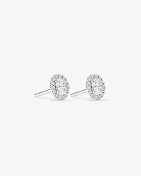 0.60 Carat TW Laboratory-Grown Diamond Oval Halo Stud Earrings Set in 10kt White Gold