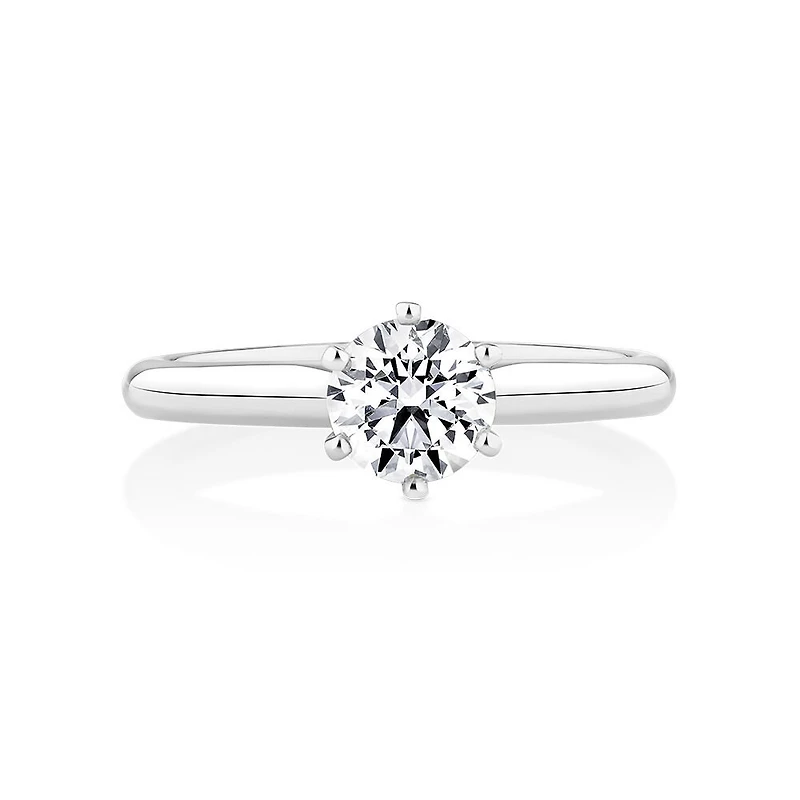 Certified Solitaire Engagement Ring with a 3/4 Carat TW Diamond in 18kt White Gold