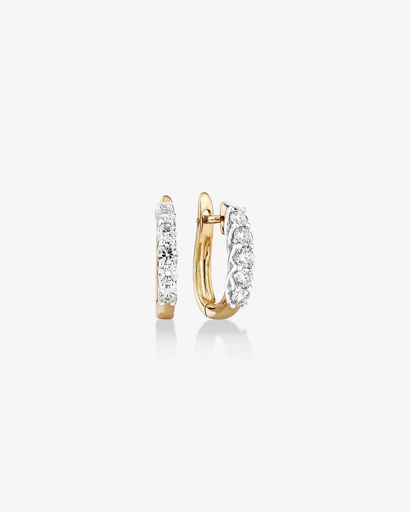 Hoop Earrings with 0.5 Carat TW of Diamonds in 14kt Yellow & White Gold
