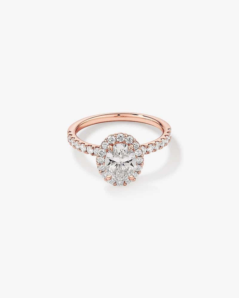 1.78 Carat TW Oval Laboratory-Grown Diamond Halo Engagement Ring in 14kt White Gold
