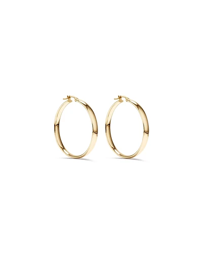 30mm Rounded Flat Hoop Earrings in 10kt Yellow Gold