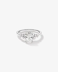 1.73 Carat TW Oval Cut Laboratory-Grown Diamond Marquise Cut Side Stone Engagement Ring in 14kt White Gold