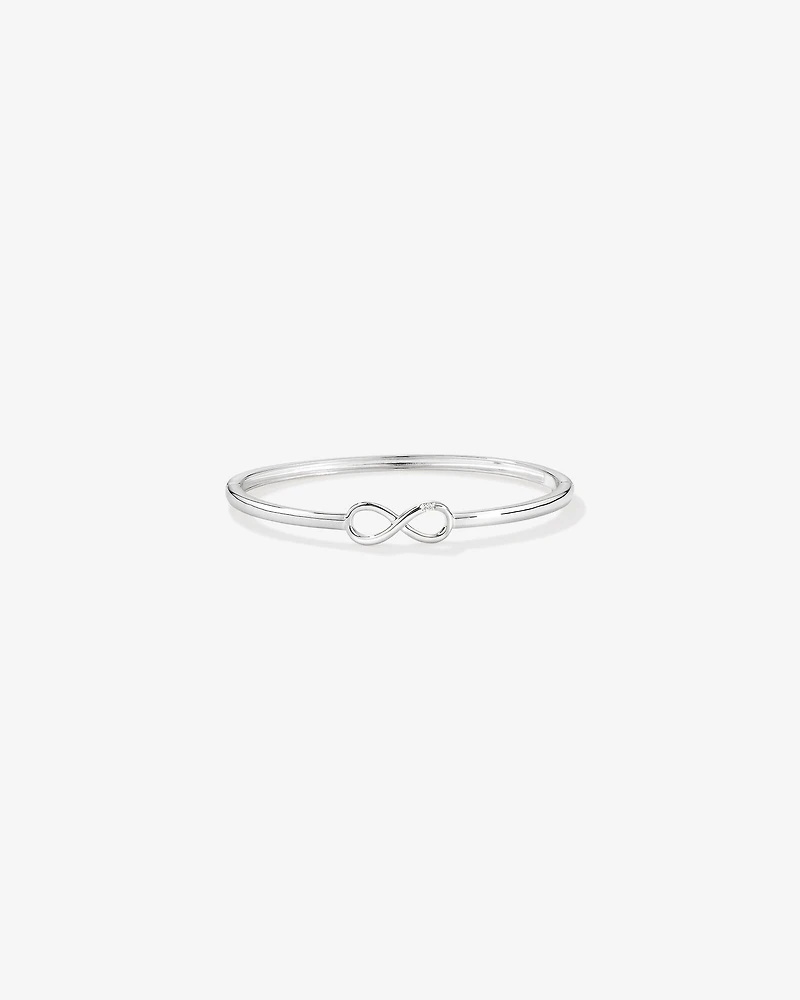 Diamond Accent Infinity Oval Hinge Bangle in Sterling Silver