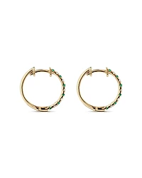 0.22 Carat TW Diamond and Created Emerald Huggie Hoop Earrings in 10kt Yellow Gold