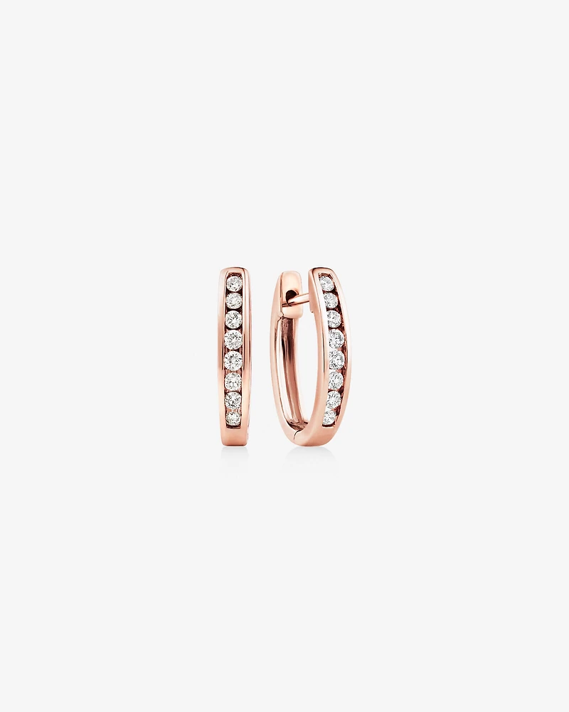 Huggie Earrings with 0.25 Carat TW of Diamonds in 10kt Rose Gold