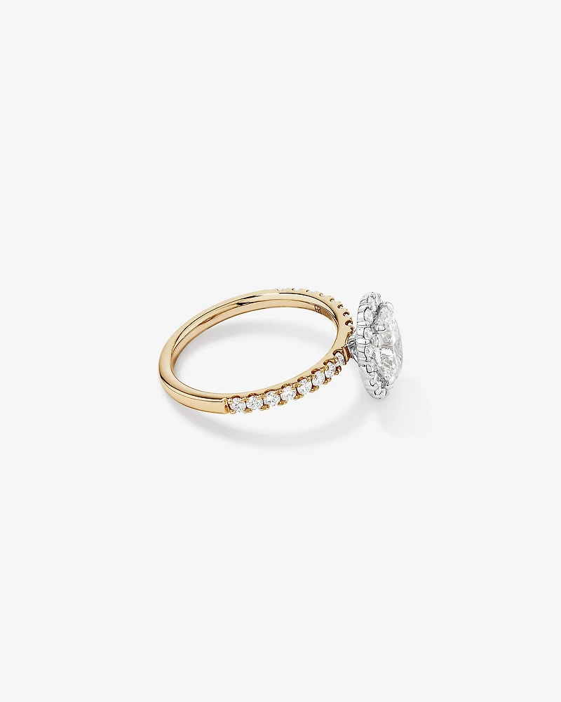 1.78 Carat TW Oval Laboratory-Grown Diamond Halo Engagement Ring in 14kt White Gold