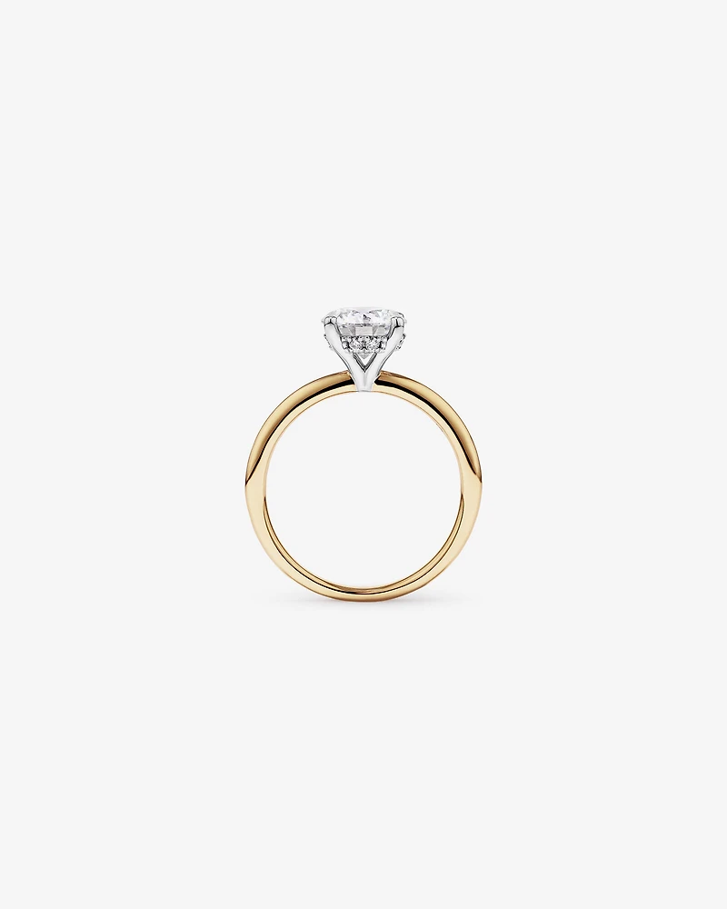 1.55 Carat TW Round Brilliant Lab-Grown Diamond Solitaire Hidden Halo Engagement Ring in 14kt Yellow and White Gold