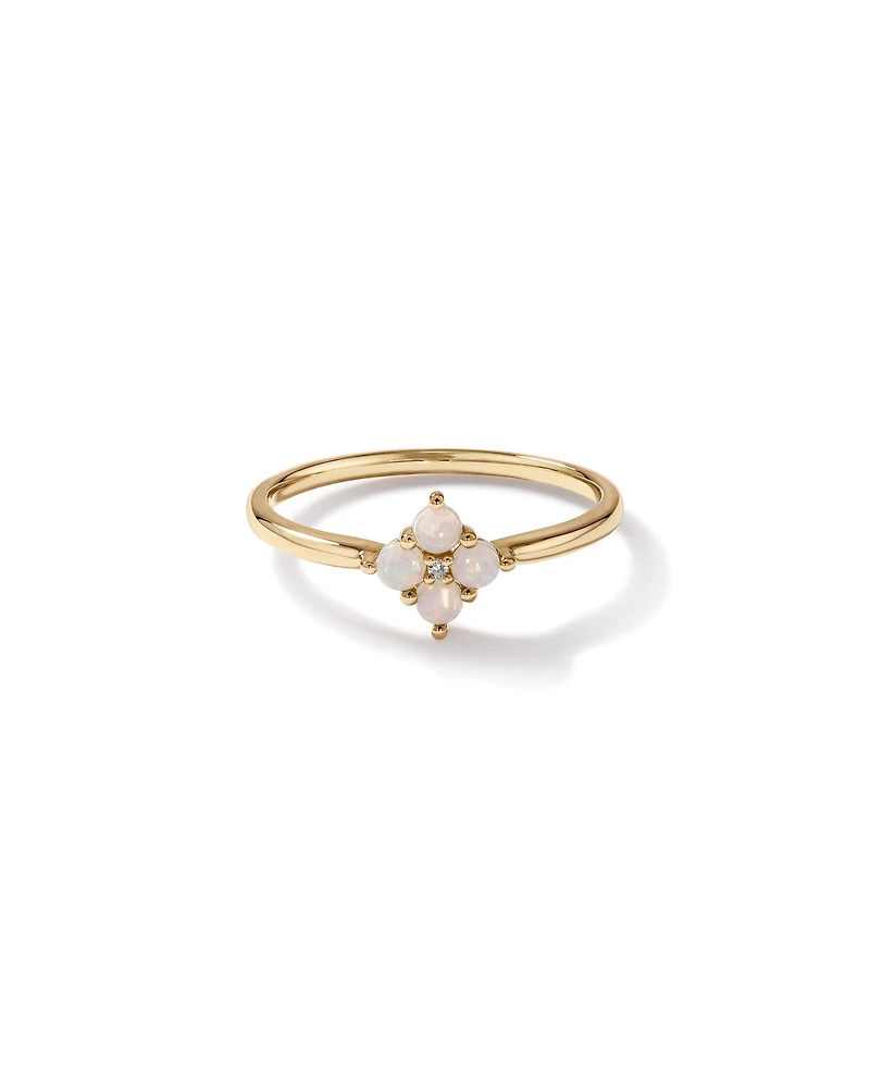 Australian Opal & Diamond Accent Ring in 10kt Yellow Gold