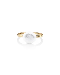 Ring with 9-10mm Cultured Freshwater Baroque Pearls in 10kt Yellow Gold