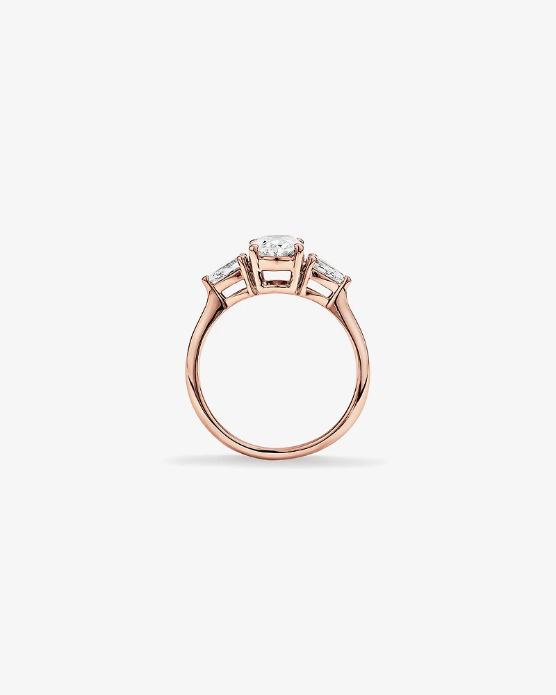 1.65 Carat TW Three Stone Oval and Pear Shaped Laboratory-Grown Diamond Engagement Ring in 14kt White Gold