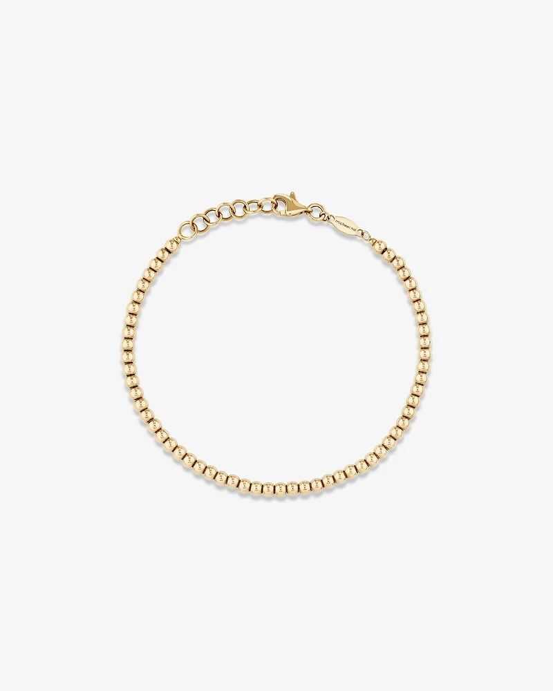 19cm (7.5") 2.5mm-3mm Width Bead Bracelet in 10kt Yellow Gold