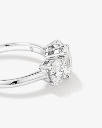 2 Carat Three Stone Oval Laboratory-Grown Diamond Engagement Ring In 14kt White Gold