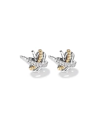 Crossover Earrings with .09 Carat TW Diamonds in Sterling Silver and 10kt Yellow Gold