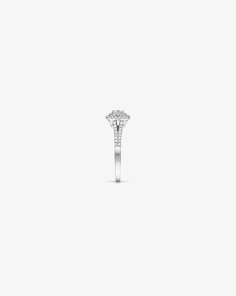 0.30 Carat TW Cushion Cluster Halo Diamond Ring in 10kt White Gold
