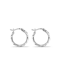 Large Diamond Cut Mirror Hoops in Sterling Silver