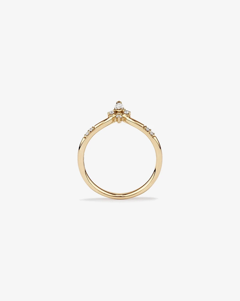 0.14 Carat TW Round Brilliant and Marquise Diamond Contoured Wedding Band in 14kt Yellow Gold