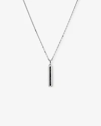 Pendentif pour hommes en pavé de diamants noirs sur chaîne en argent sterling