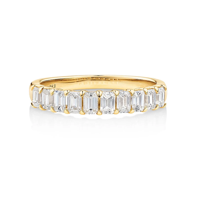 Wedding Ring with 0.80 Carat TW of Emerald Cut Diamonds in 14kt Yellow Gold