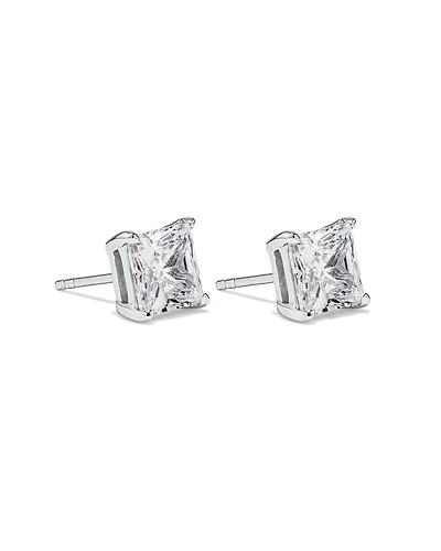 Boucles d'Oreilles Clous en Zircon Cubique Princesse de 7 mm en Argent Sterling