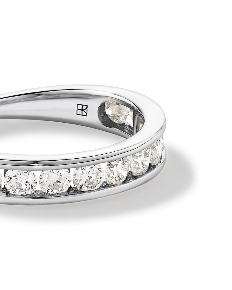 Bague De Mariage En Diamant De Laboratoire Rond Brillant De 1,00 Carat Poids Total Sertie En Canal En Or Jaune 14 Carats