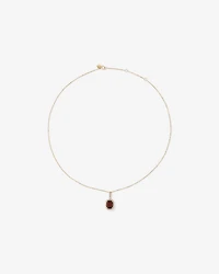 Cushion Cut Red Garnet Gemstone and Diamond Halo Pendant Necklace 10kt Yellow Gold