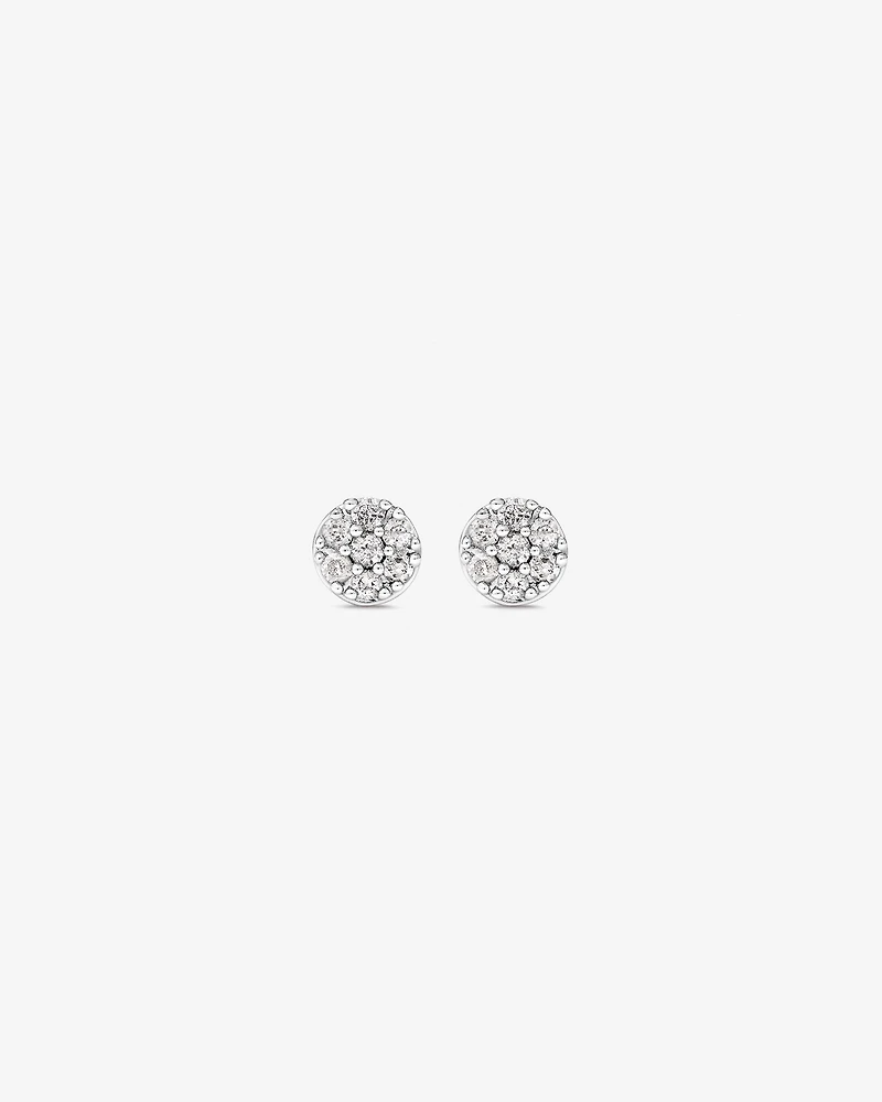 Round Diamond Cluster Stud Earrings in 10kt White Gold