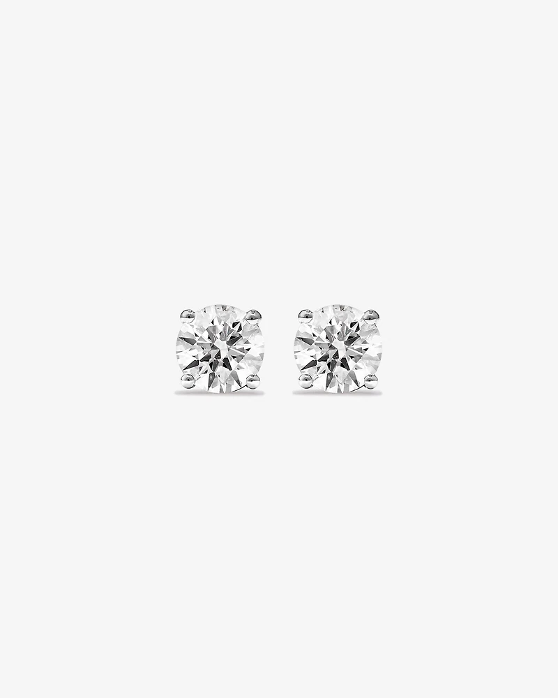 Boucles d’oreilles solitaires en diamant cultivées en laboratoire TW de 1,50 carat en or blanc 14 carats