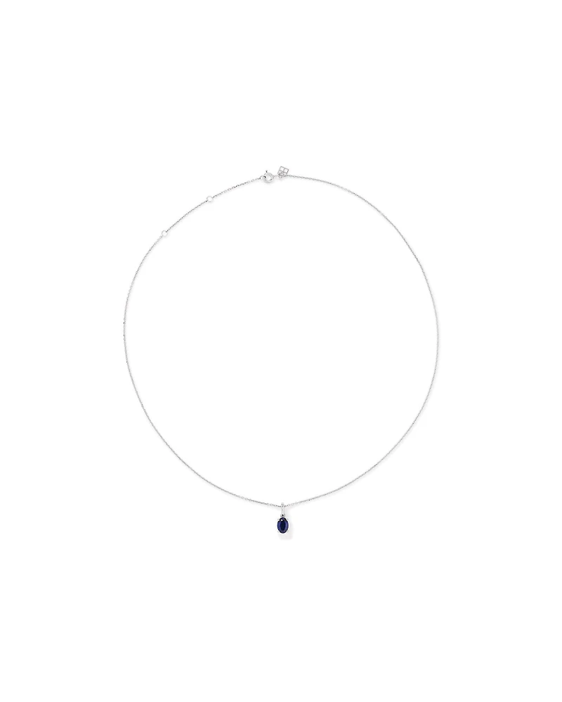 Oval Cut Blue Created Sapphire Gemstone Hoop Earrings and Pendant Necklace Set in Sterling Silver