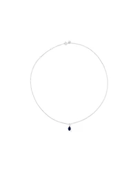 Oval Cut Blue Created Sapphire Gemstone Hoop Earrings and Pendant Necklace Set in Sterling Silver