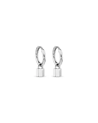 Signature Lock Hoop Huggie Earrings in Sterling Silver