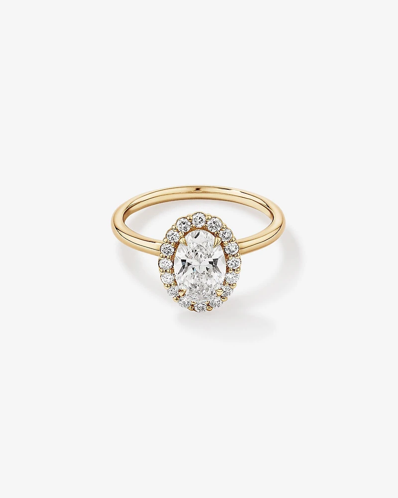 1.46 Carat TW Oval Cut Laboratory-Grown Diamond Halo Engagement Ring in 14kt Rose and White Gold