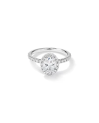 1.78 Carat TW Oval Laboratory-Grown Diamond Halo Engagement Ring in 14kt White Gold