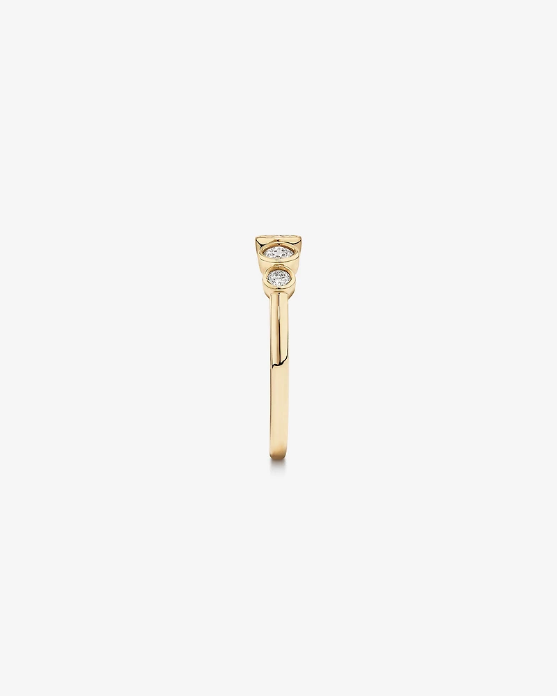 0.46 Carat TW Round Brilliant Graduated Diamond Bezel Set Ring in 10kt Yellow Gold