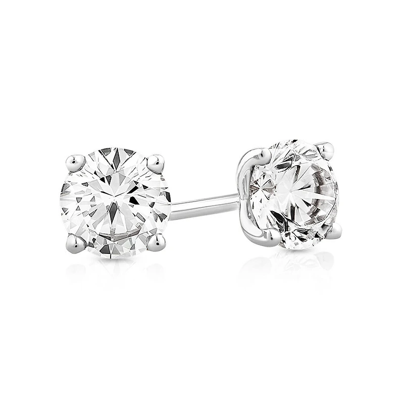 1.00 Carat TW Diamond Solitaire Stud Earrings in 18kt White Gold