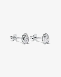 Pear Shaped Cubic Zirconia Bezel Set Stud Earrings in Sterling Silver