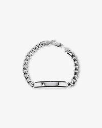 Men's Silver 21CM Curb ID Bracelet with 0.33 Carat TW of Black Diamonds