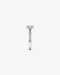 1.95 Carat TW Oval Cut Laboratory-Grown Diamond Solitaire Side Accent Engagement Ring in 14kt White Gold