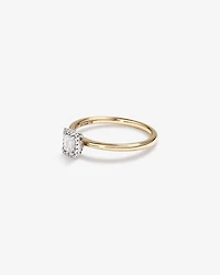 0.31 Carat TW Emerald Cut Diamond Halo Engagement Ring in 14kt Yellow and White Gold