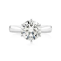 Bague de fiançailles solitaire certifiée avec un diamant de 3 carats en or blanc 14kt.