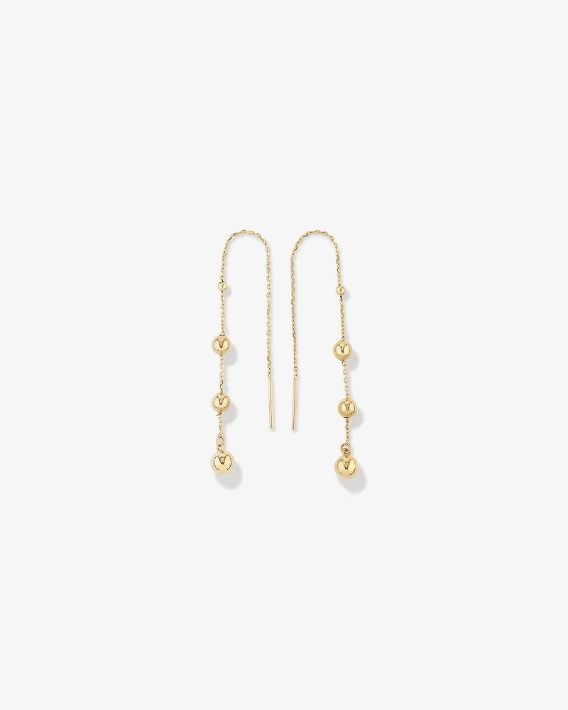 Boucles d'oreilles à fil perlé en or jaune 10 K