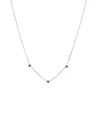 Emerald Trio Station Necklace in 10kt Yellow Gold