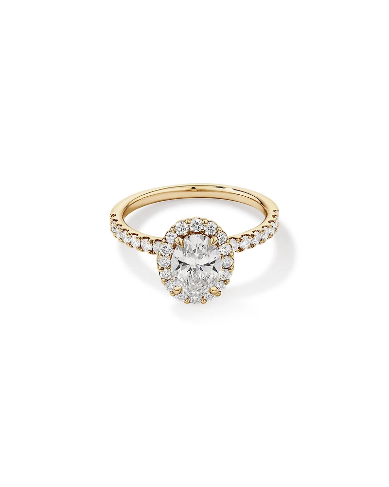 1.78 Carat TW Oval Laboratory-Grown Diamond Halo Engagement Ring in 14kt White Gold