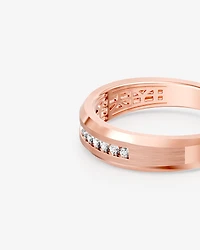 15 Carat TW Round Brilliant Half Bevelled Edge Channel Set Men's Ring in 10kt Yellow Gold