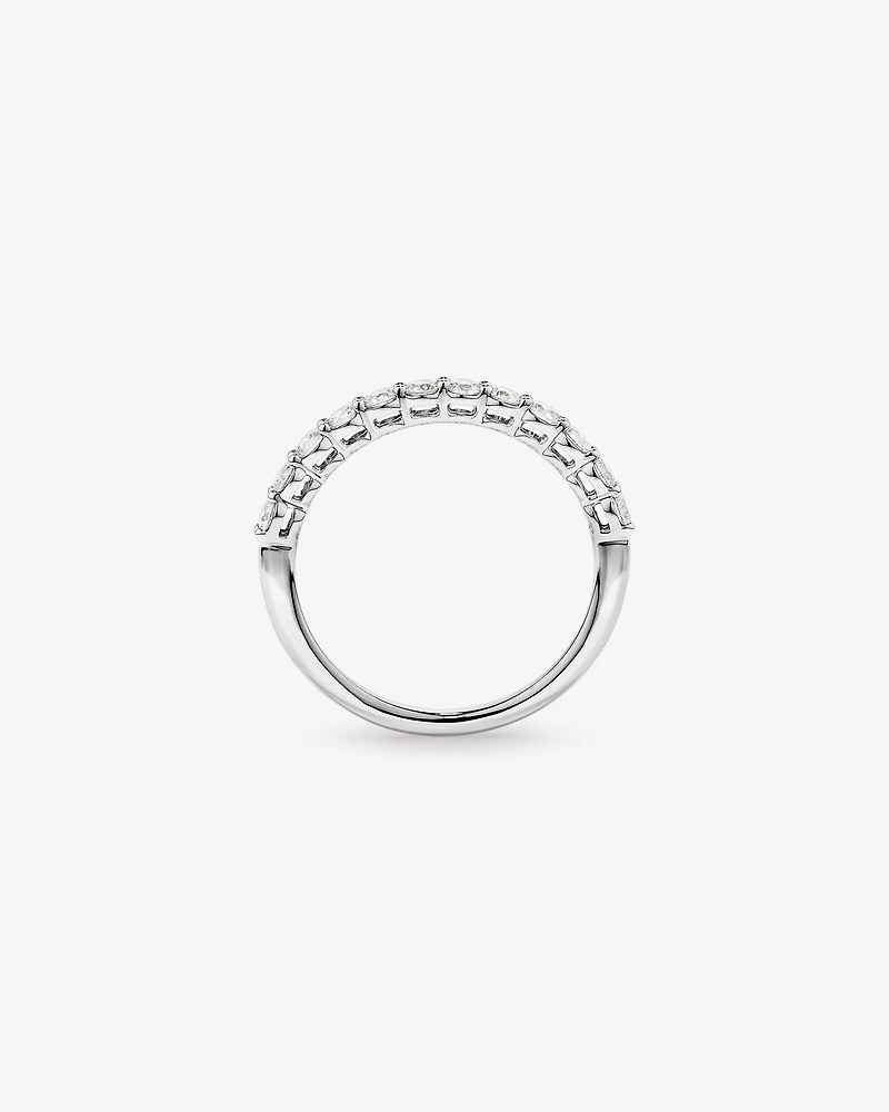 Bague De Mariage En Diamant De Laboratoire Rond Brillant De 0,60 Carat Poids Total Sertie De Griffes En Or Blanc 14 Carats