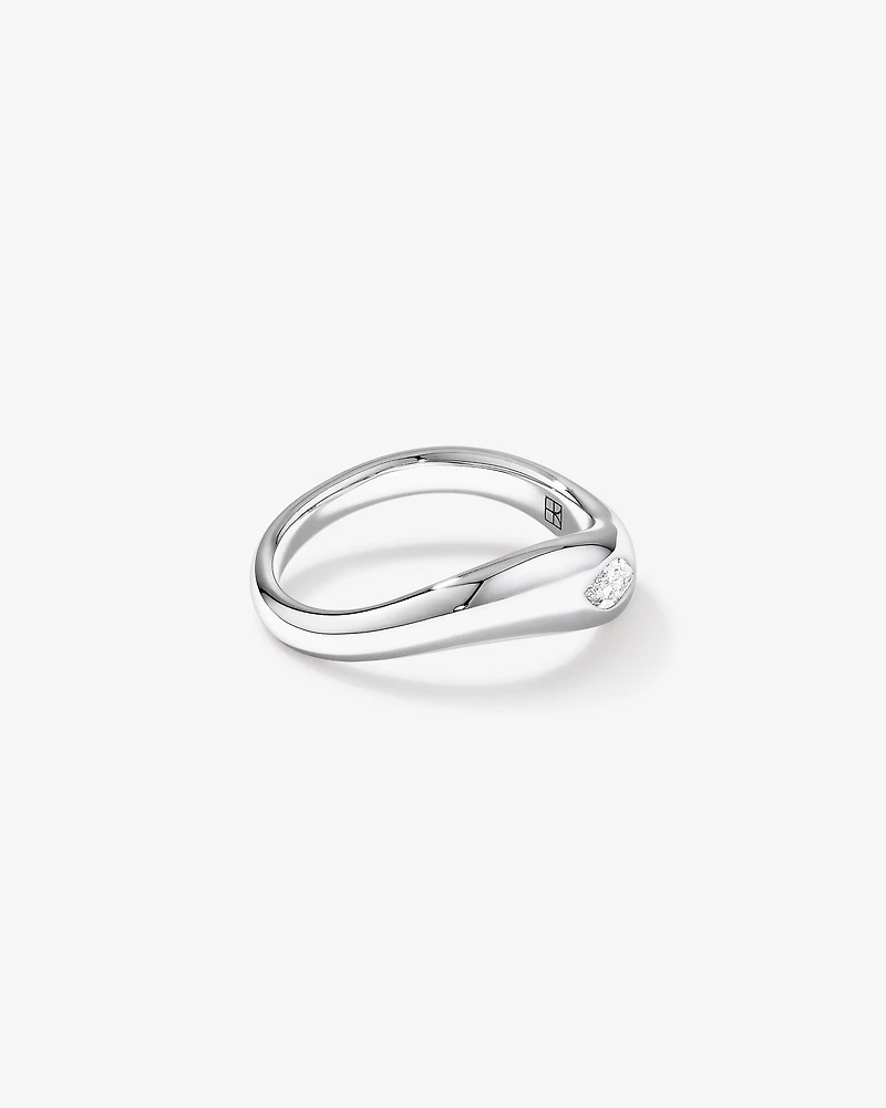 0.20 Carat TW Laboratory-Grown Marquise Diamond Swirl Ring in Sterling Silver