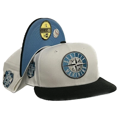 Seattle Mariners White Two Tone 2023 All Star Game Patch Corduroy Brim Icy Blue UV 59FIFTY Fitted Hat